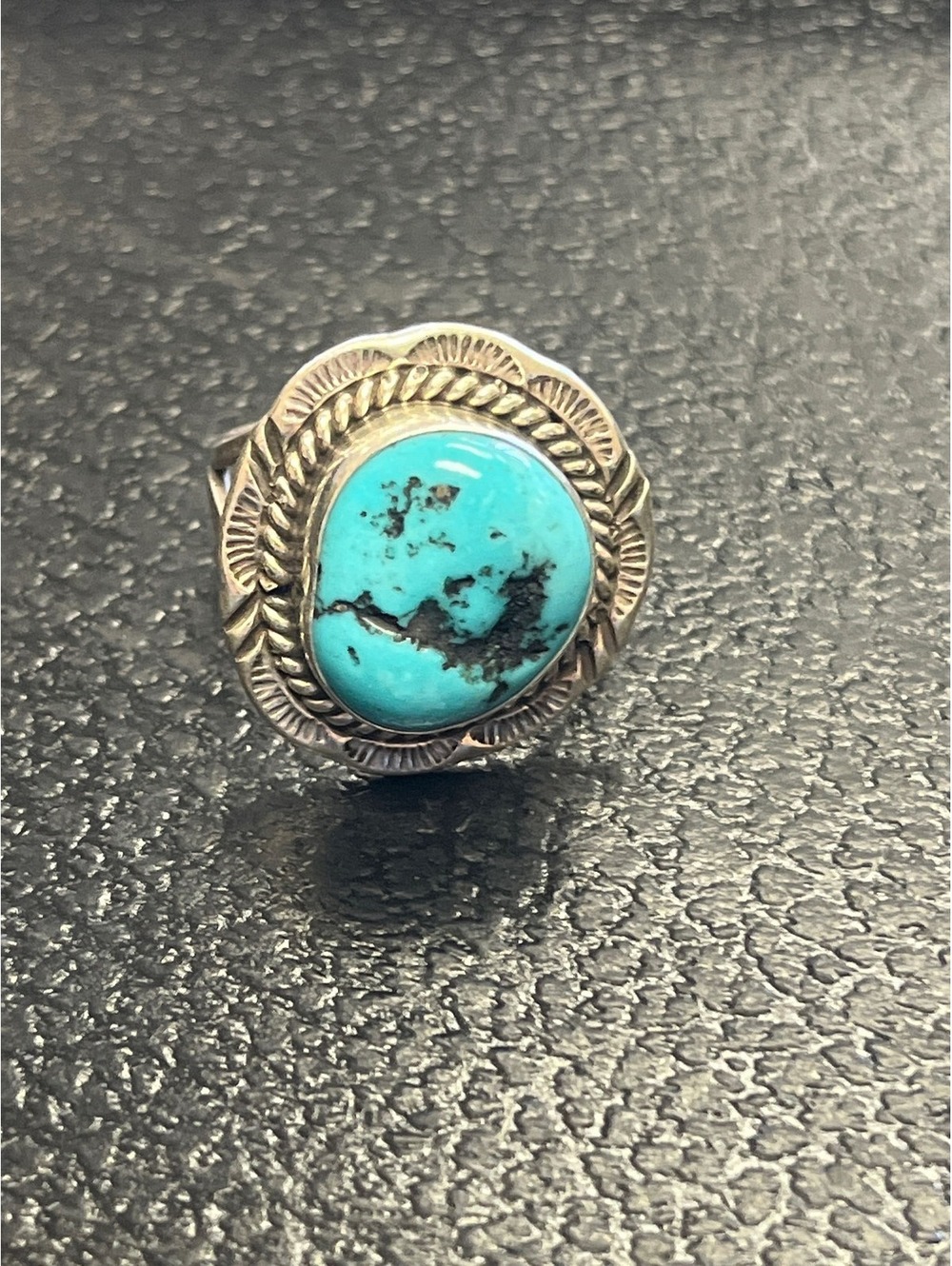 Navajo handmade turquoise sterling silver ring size 9